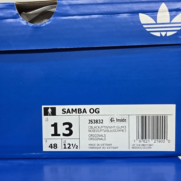 New Adidas Samba OG \'Black White Gum\' Men\'s Shoes Size 13